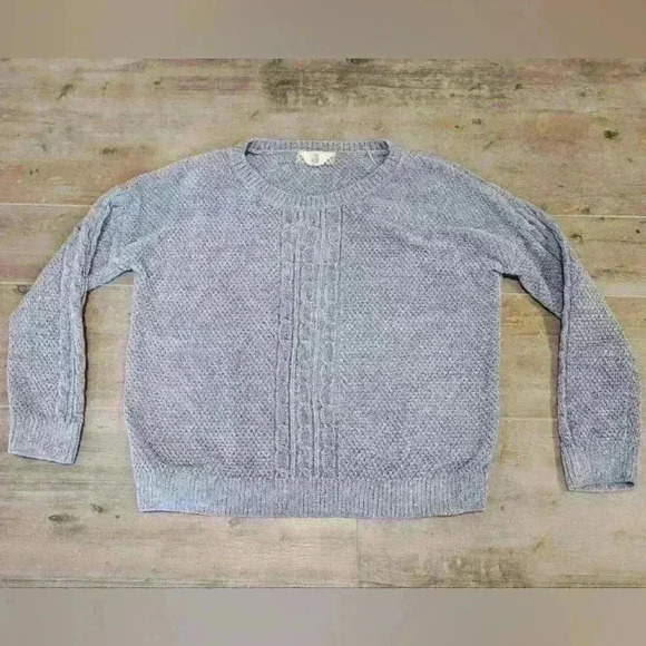 Pink Rose Sweater Blue Cropped Cable Knit - Picture 2 of 5